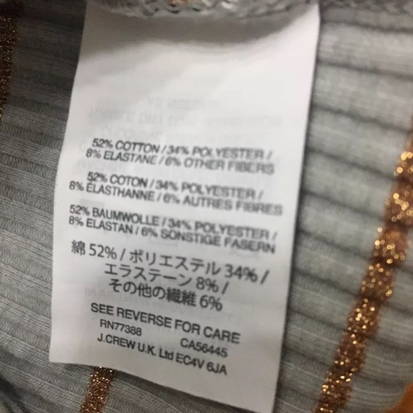 J Crew Black Label Ruffle Top Ribbed Striped - Picture 8 of 8